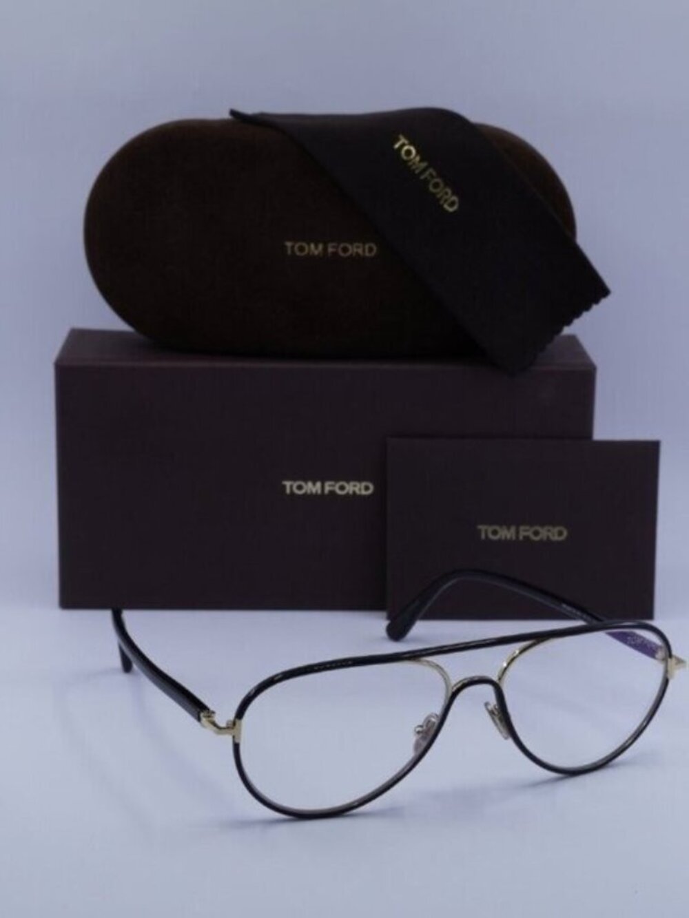 Tom Ford FT5897-B 001 Aviator Eyeglasses 57mm – Black / Blue Light Block